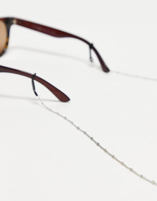 ASOS DESIGN sunglasses chain with dot dash design in silver tone