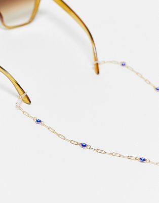 ASOS DESIGN sunglasses chain with eye detail in gold tone | ASOS