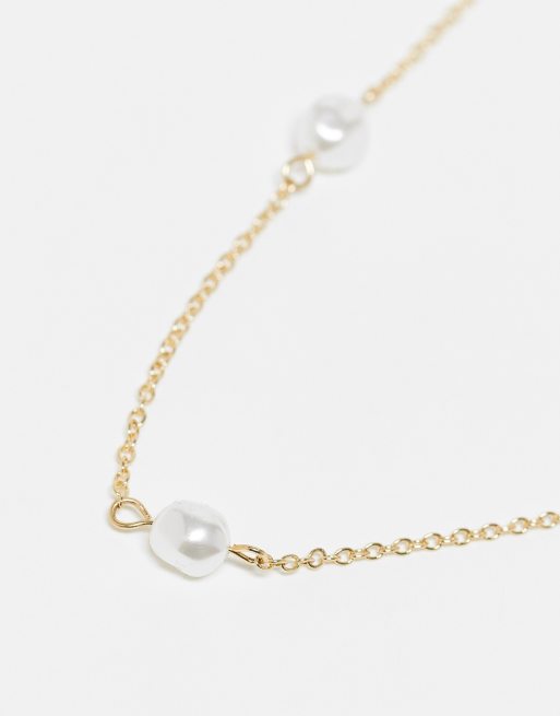 ASOS DESIGN sunglasses chain with faux freshwater pearl design in gold tone , 4 of 4