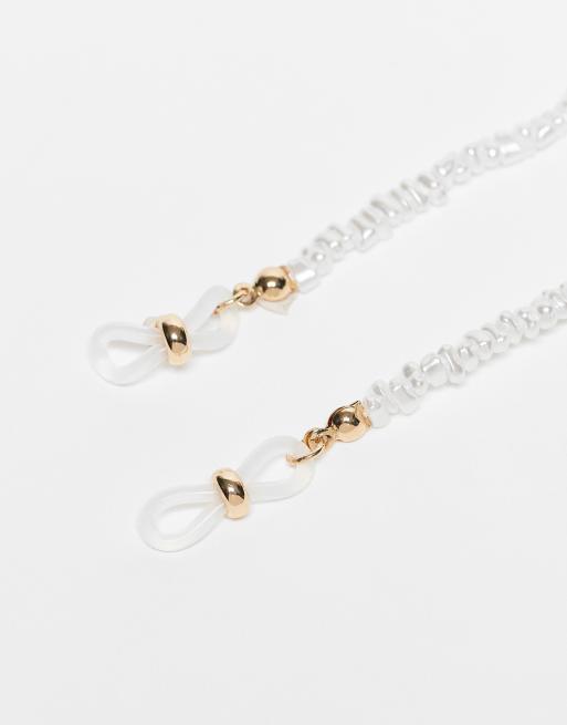 ASOS DESIGN sunglasses chain with faux freshwater pearl design in gold tone, 3 of 3