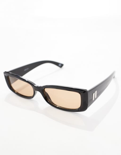 ASOS DESIGN sunglasses in black with amber lens