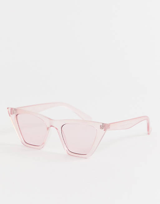 ASOS DESIGN sunglasses in crystal pink with pink lens