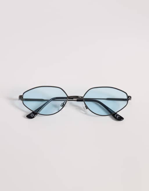 ASOS DESIGN sunglasses in gunmetal frame with blue lens, 3 of 3