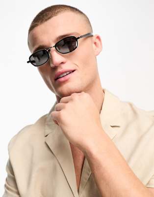 Asos Design Sunglasses With Contrast Frame And Insert Mirror Lens In Silver Asos 