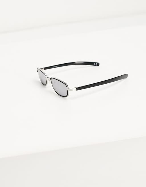 ASOS DESIGN sunglasses with contrast frame and insert mirror lens in silver, 3 of 4