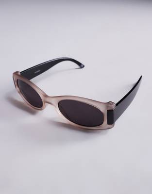 Asos Design Sunglasses With Matte Gray Crystal And Black Frame And Smoke Lens In Black