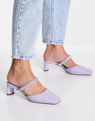 ASOS DESIGN Sunny embellished heeled mules in lilac