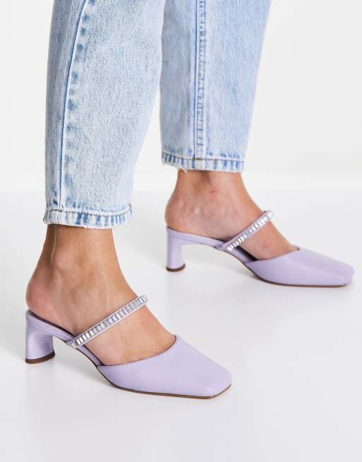 ASOS DESIGN – Sunny – Liliowe zdobione mule bez pięty na obcasie