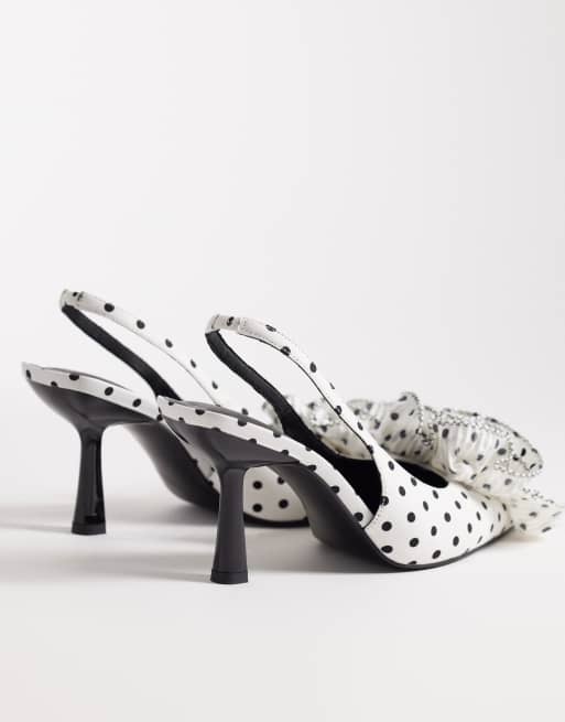 ASOS DESIGN - Sunset - Chaussures à talon mi-haut et bride arrière avec grosse fleur - Ivoire à pois, 3 de 4