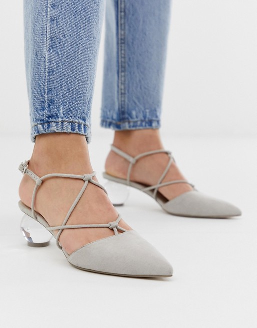 ASOS DESIGN Sunset knotted ball heels in gray | ASOS