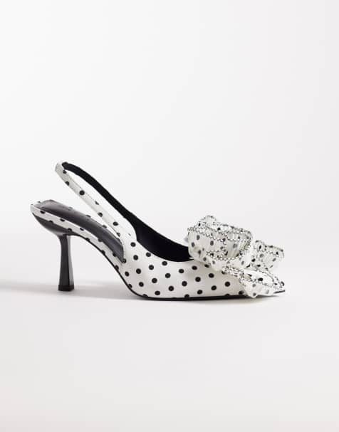 ASOS DESIGN - Sunset - Scarpe a pois con dettaglio floreale oversize, cinturino posteriore e tacco medio - view 1