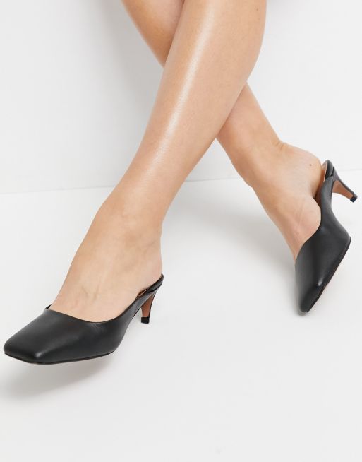 ASOS DESIGN – Sunshine – Czarne skórzane buty na obcasach-kaczuszkach