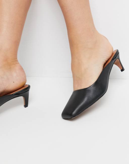 ASOS DESIGN – Sunshine – Czarne skórzane buty na obcasach-kaczuszkach, 3 z 4