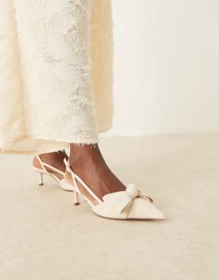 ASOS DESIGN - Sunshine - Fersenriemchen-Schuhe in Natural mit Pfennigabsatz-Neutral