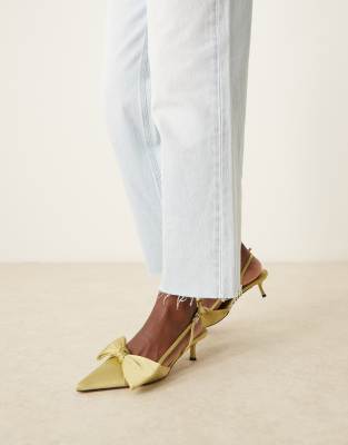 ASOS DESIGN Sunshine kitten heel slingback shoes in green
