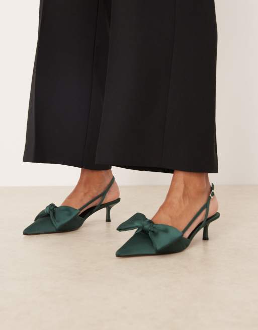 ASOS DESIGN - Sunshine - Scarpe con tacchetti a spillo verde bosco con cinturino posteriore, 3 di 4