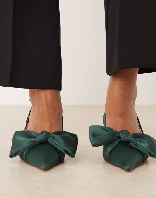ASOS DESIGN - Sunshine - Scarpe con tacchetti a spillo verde bosco con cinturino posteriore, 4 di 4