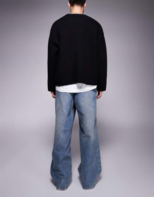 ASOS DESIGN super baggy back-to-front jeans in light wash blue