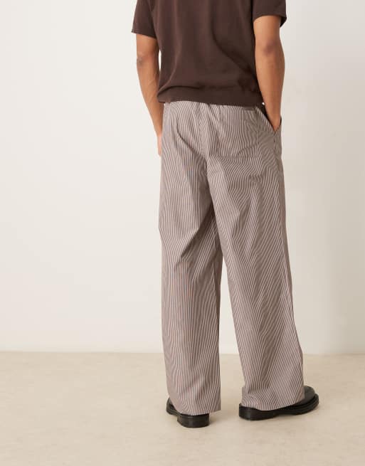 ASOS DESIGN - Super baggy broek in bordeauxrode streep, deel van co-ord set, 2 van 5