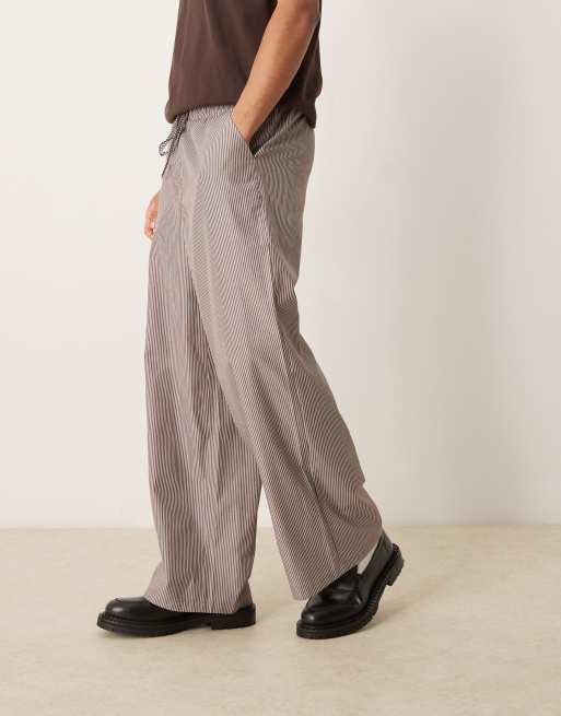 ASOS DESIGN - Super baggy broek in bordeauxrode streep, deel van co-ord set, 3 van 5