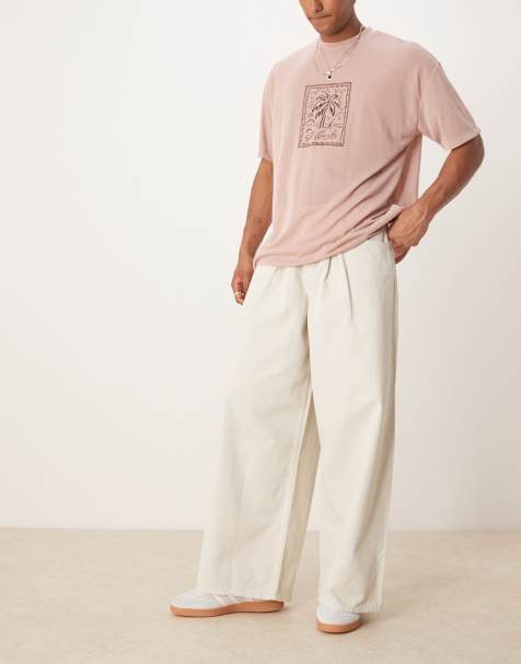 ASOS DESIGN - Super baggy broek met plooidetail in ecru - view 1