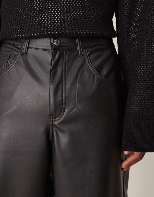 ASOS DESIGN - Super baggy broek van imitatieleer in zwart, 2 van 5