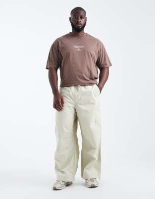 Asos Design Super Baggy Cargo Pants In Neutral