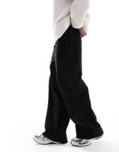 ASOS DESIGN super baggy trousers with pleat detailing in black