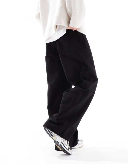 ASOS DESIGN super baggy cargo pants in black