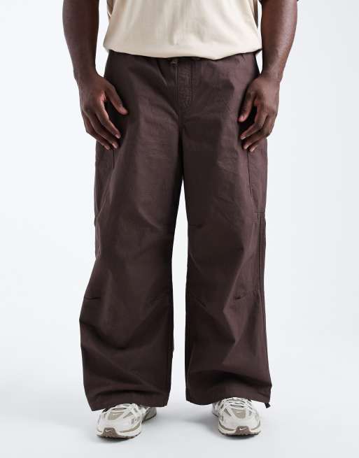 ASOS DESIGN super baggy cargo pants in brown ripstop