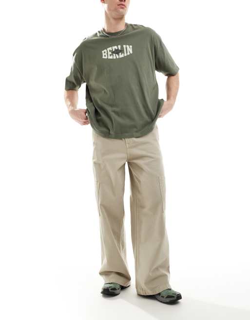 ASOS DESIGN super baggy cargo pants in beige