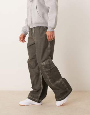 ASOS DESIGN super baggy cargo pants in heavy black wash
