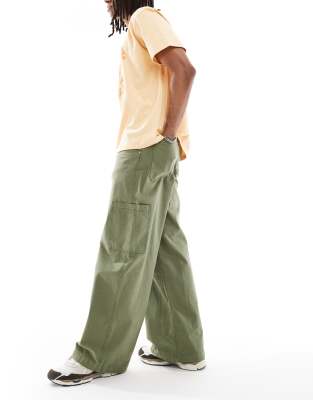 Asos Design Super Baggy Cargo Pants In Green