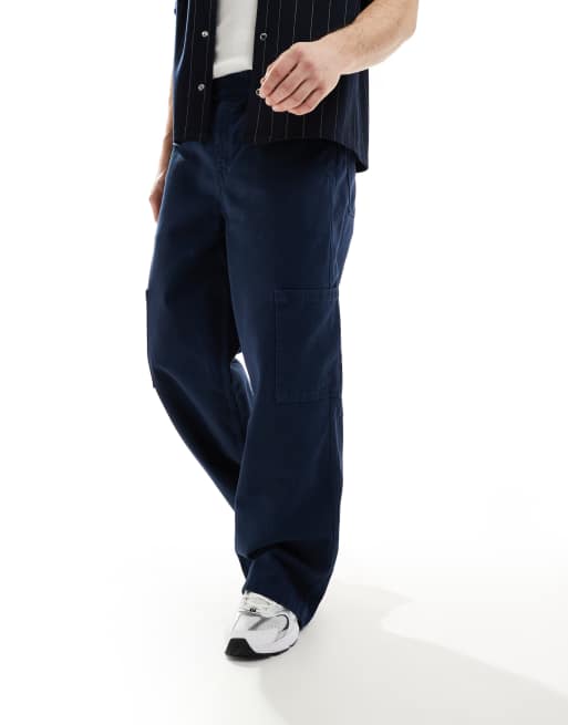 ASOS DESIGN super baggy cargo pants in navy