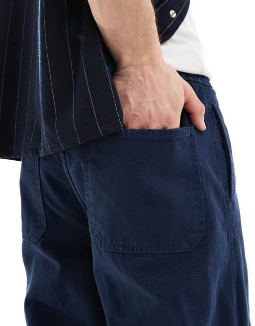 ASOS DESIGN super baggy cargo pants in navy