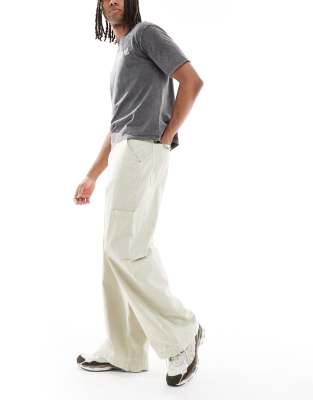 Asos Design Super Baggy Cargo Pants In Neutral