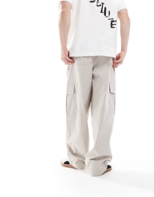 ASOS DESIGN super baggy cargo pants with elasticated waist in grey, 3 of 5