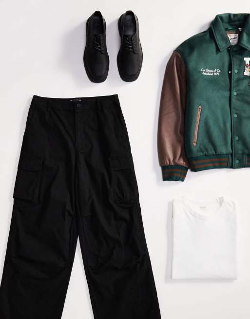 ASOS DESIGN super baggy cargo trouser in black