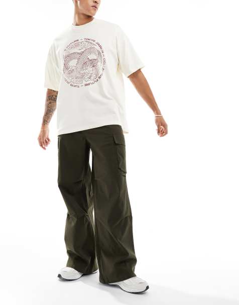 ASOS DESIGN super baggy cargo trouser in khaki - view 1