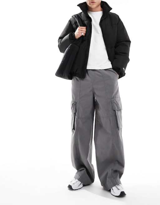 ASOS DESIGN super baggy cargo trouser with panel details in charcoal grey