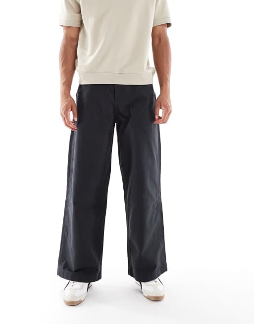 ASOS DESIGN super baggy cargo trousers in black canvas