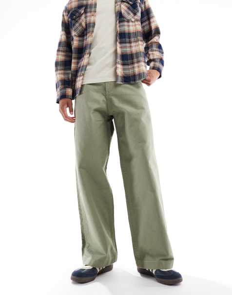ASOS DESIGN loose cargo trousers in khaki canvas