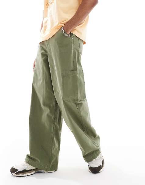 ASOS DESIGN super baggy cargo trousers in khaki - view 1