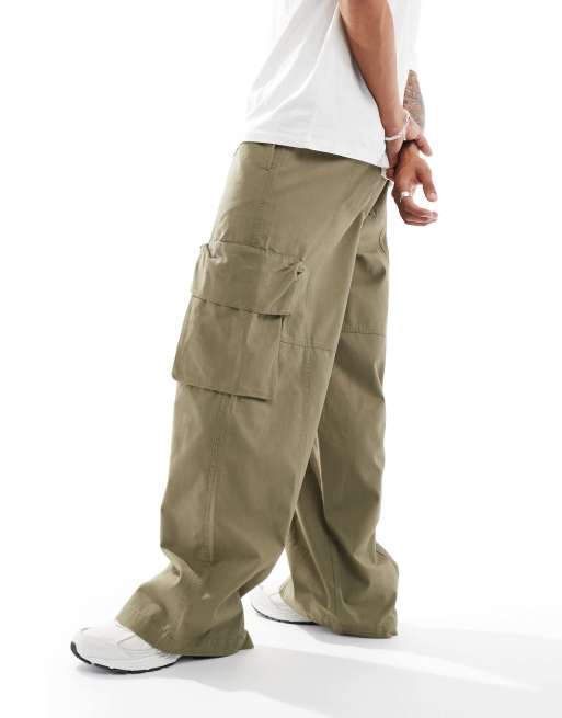 ASOS DESIGN - Super baggy cargobroek met inzetstukken in olijfgroen