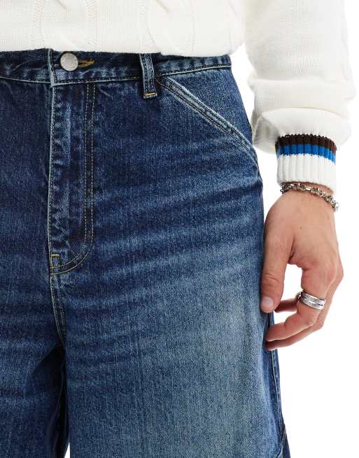 ASOS DESIGN - Super baggy cargojeans in blauw met donkere wassing, 2 van 5