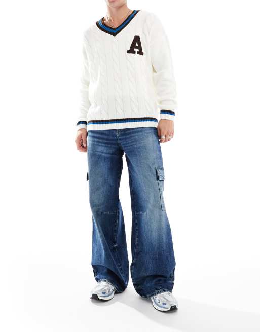 ASOS DESIGN - Super baggy cargojeans in blauw met donkere wassing, 3 van 5