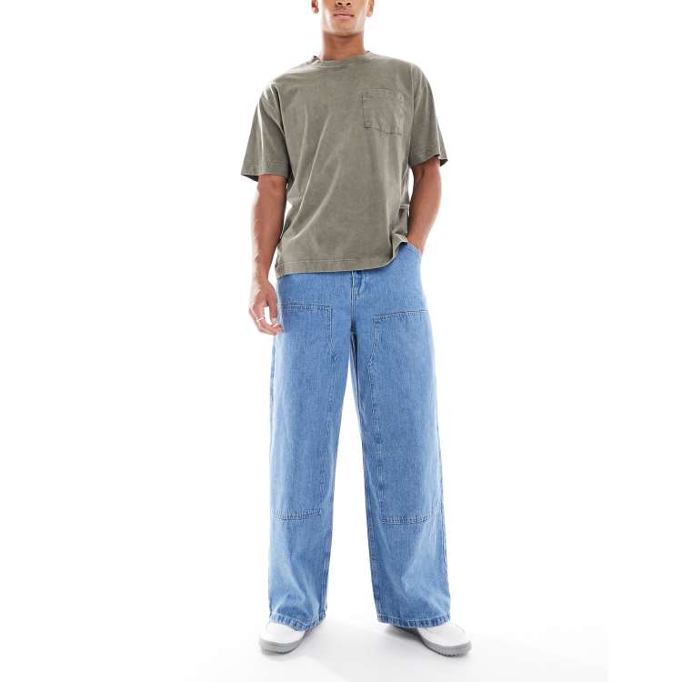 【BAON】[unisex] Spooky string carpender wide denim pants BAON】[unisex] Spooky string carpender wide denim pants