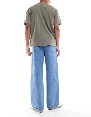 【BAON】[unisex] Spooky string carpender wide denim pants BAON】[unisex] Spooky string carpender wide denim pants