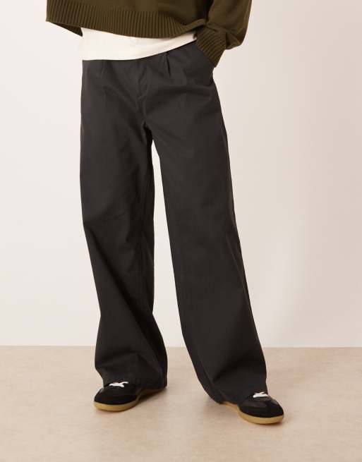 ASOS DESIGN super baggy chinos in black with pleats