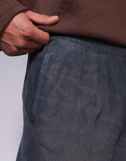 ASOS DESIGN super baggy corduroy pants in washed charcoal